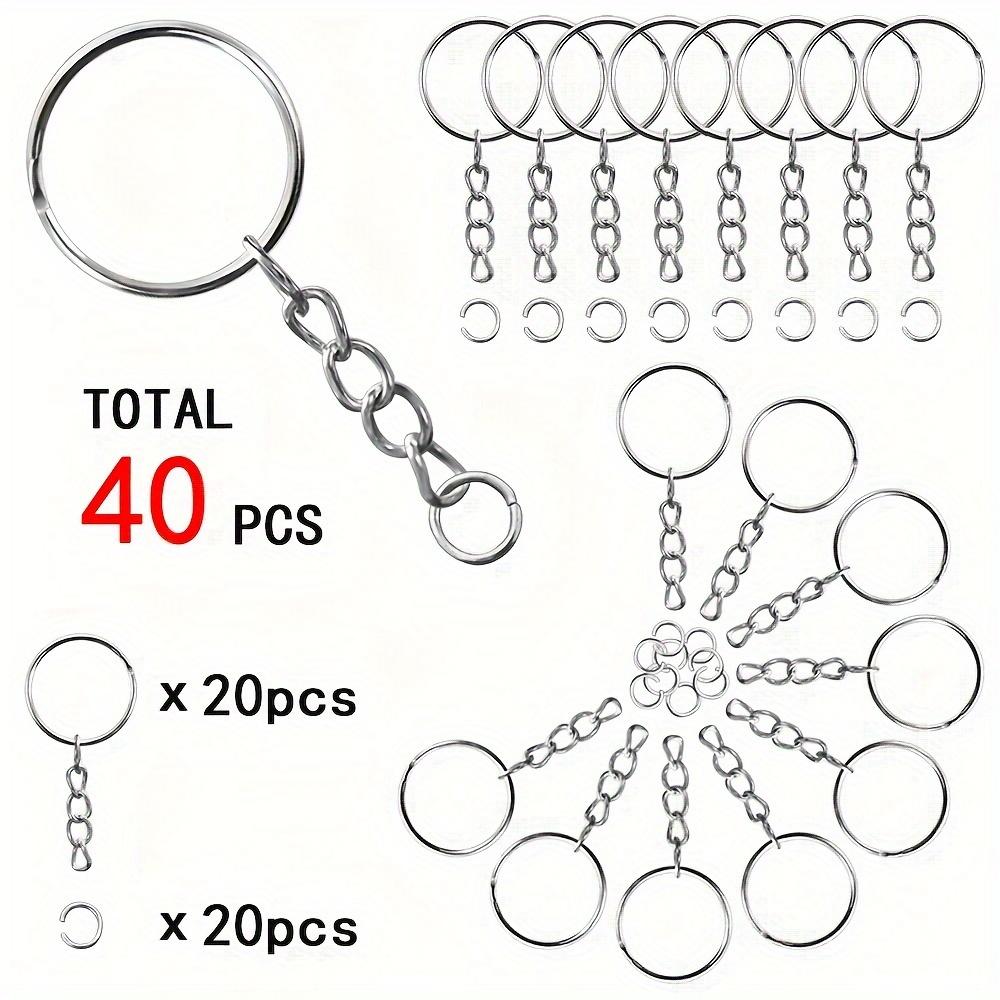 40/80/100/140/180 Pcs 25mm Electroplated Split Key Rings, 4-Section Chains and Open Jump Rings for DIY Jewelry Making