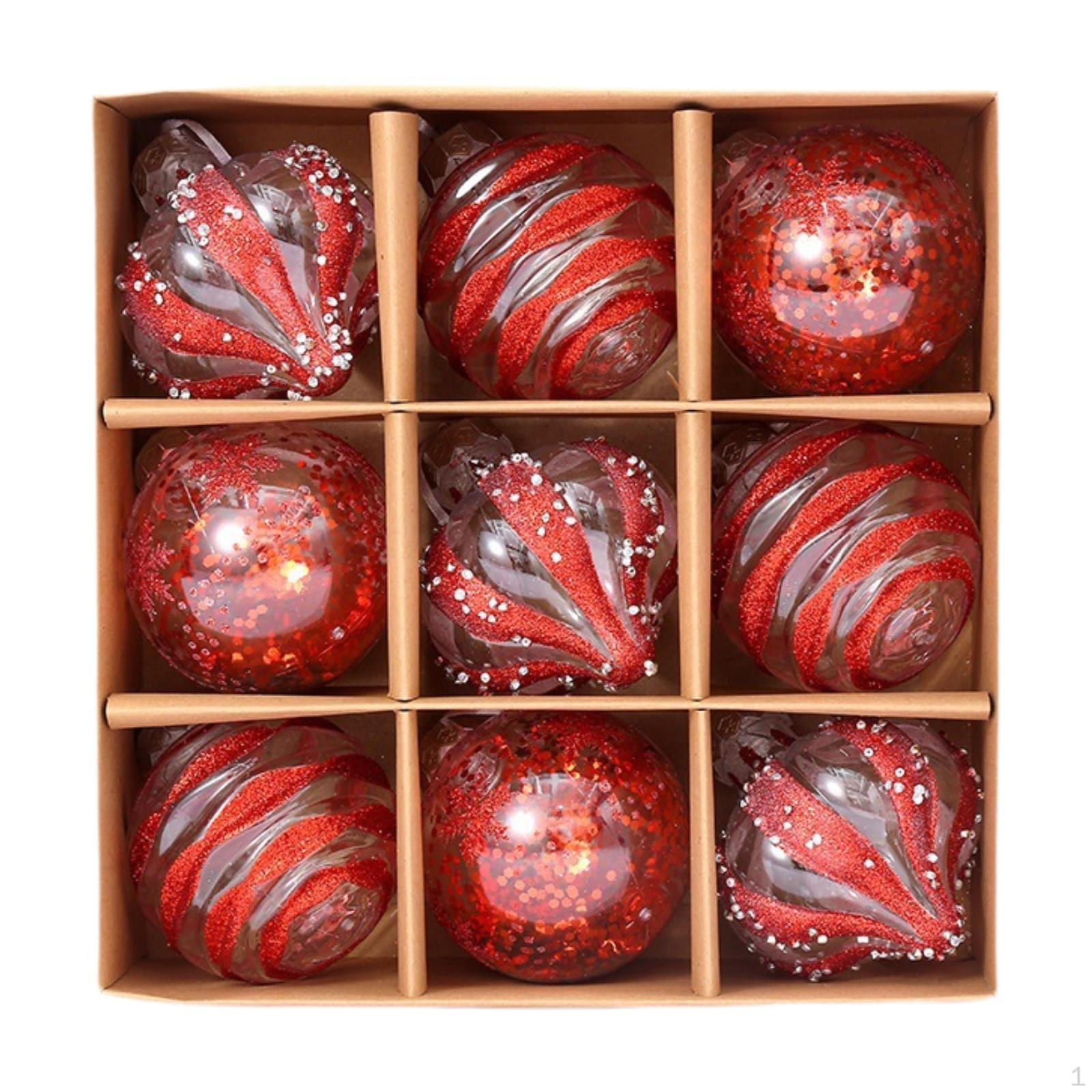 

9 штук Рождественские шары Украшения Декоративные безделушки Подвески-шармы Небьющиеся Рождественская елка Red