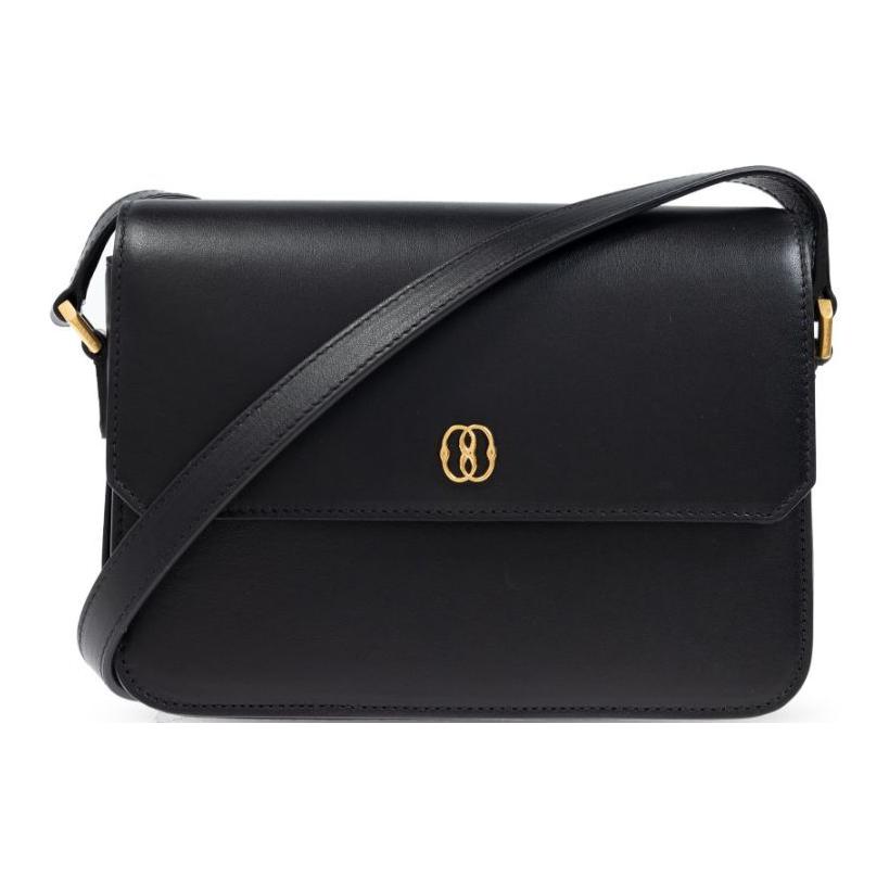Bally Logo Embossed Leather Shoulder Crossbody Bag Women Bags Black 6308690