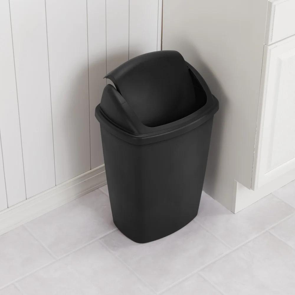 7.5 Gallon SwingTop Trash Can Plastic Wastebasket Indoor Kitchen Office Swing Lid Easy Clean Textured Surface BPA Free