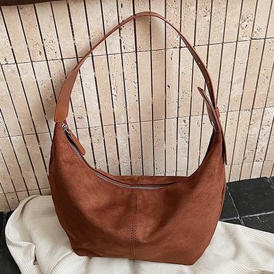Suede Messenger Bag Bag Women's Large Capacity Autumn New Retro Matte Shoulder Underarm Commuter Dumpling Bag
