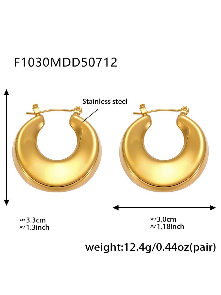 Vintage Grube Kolczyki Koła Ze Stali Nierdzewnej Pokrywane 18k Złotem Wodoodporne Nieścieralne Unikalna Geometria Kolczyk Dla Kobiet