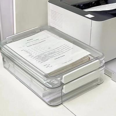 Cutie de depozitare pentru fișiere Yousheng, design cu închidere, stivuită, transparentă, cutie de depozitare pentru documente, organizator de fișiere de capacitate mare