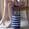 Moroccan Handmade Crochet Stripe Bucket Bag _ Cream