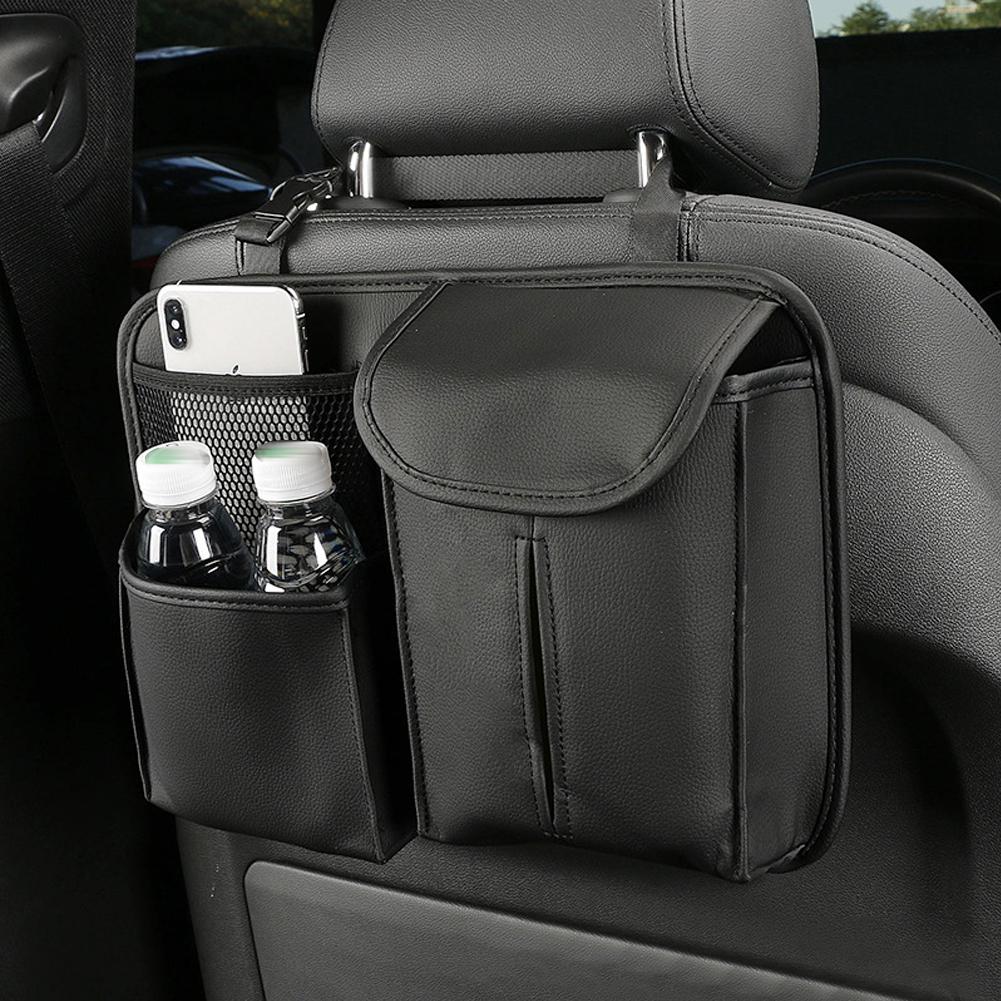 Car Seat Back Storage Organizer Bag Universal PU Leather Multifunction Storage Box Stowing Tidying Pocket Travel Accessories