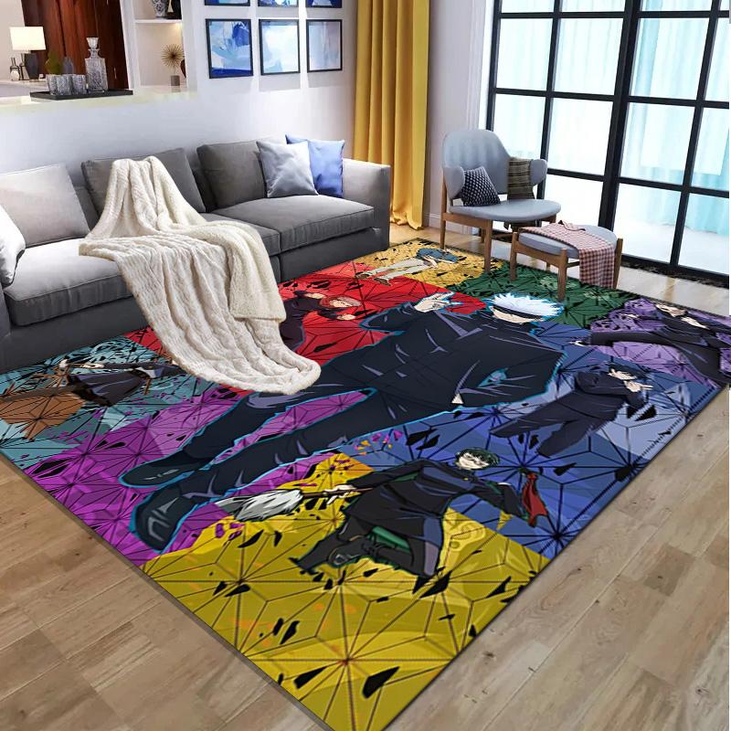 Jujutsu Kaisen Pattern Rug, Indoor/Outdoor Mat, for Picnic, Gameroom, Bedroom, Office, Living Room, Home Decor Carpet, Birthday Gift