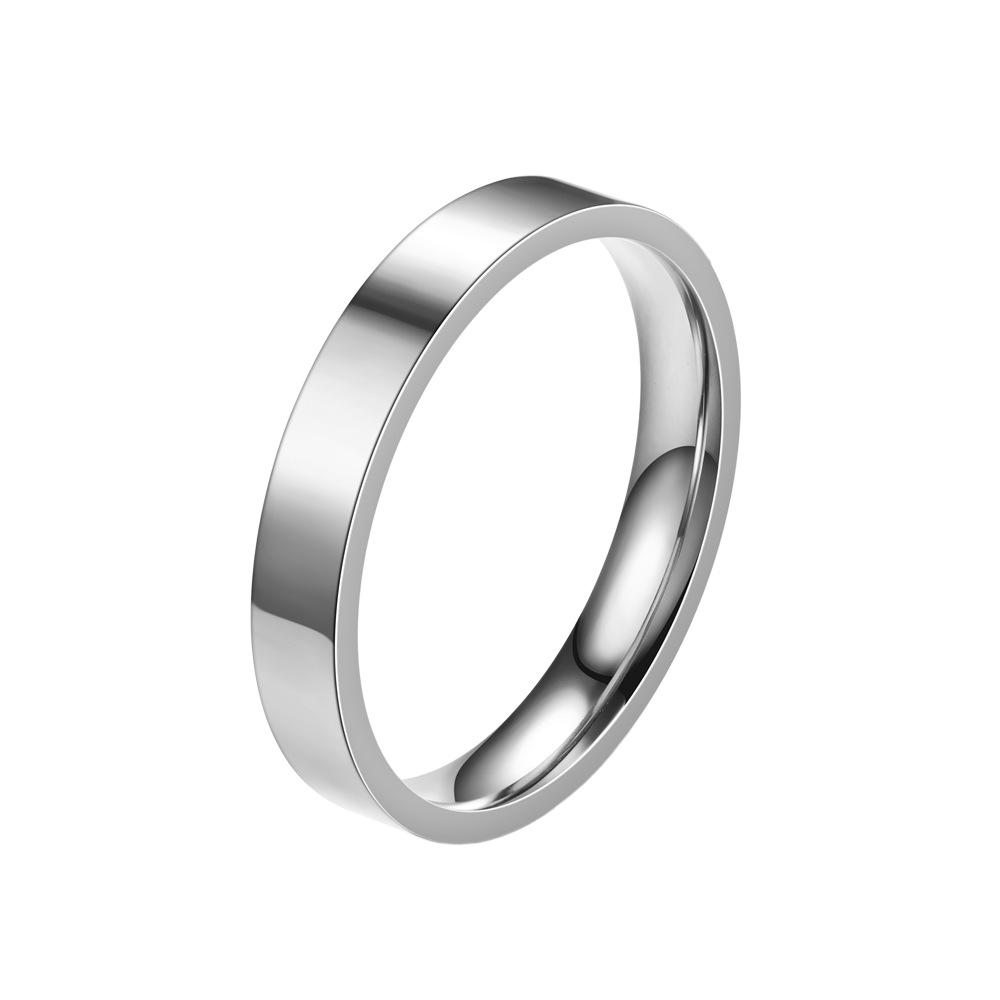 Korean Style 4MM Colorfast Stainless Steel Couple Ring for Women
