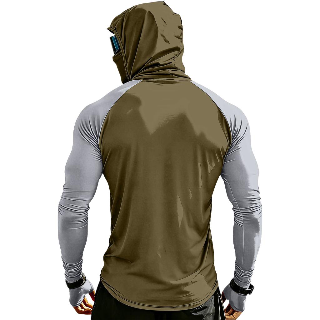 Men's Casual Drop-Shoulder Hooded Long-Sleeve Shirt