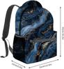 Abstract Marble Backpack,Elegant Blue & Gold Swirl Polyester Backpacks,Lightweight Double Shoulder Back Pack For Adult Teens,Sty