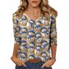 Women's Tops Three-quarter Sleeve Shirt V-neck Loose Casual Shirt Print T-shirt