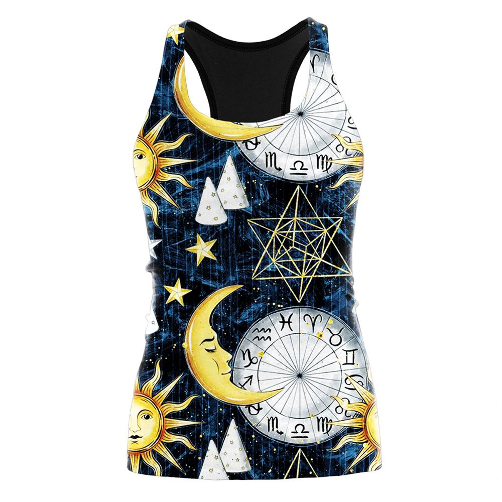 

Летний Хэллоуин новый женский жилет с принтом в виде лунных часов XL