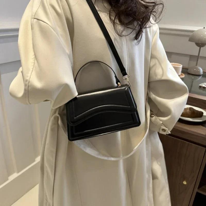 High Quality PU Leather Handbag Purse Women's Bag Solid Color Shoulder Crossbody Bags Lady Messenger Small Tote