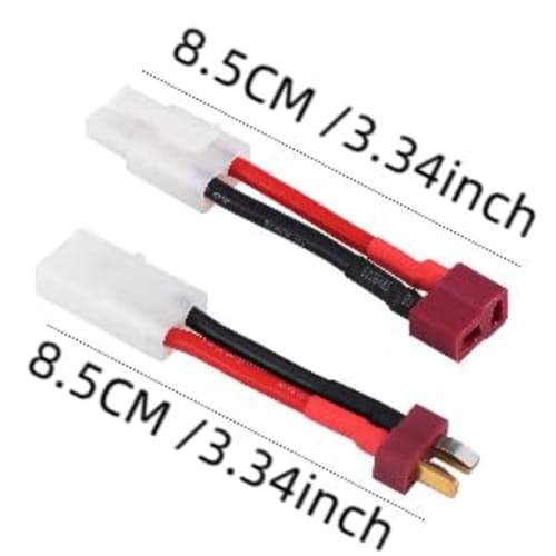 Set of 2 T-Connectors: Female T-Plug To Tamiya Male Cable + Male T-Plug To Tamiya Female Cable with Silicone Jacket, 5cm Length, 14AWG, Male To Female