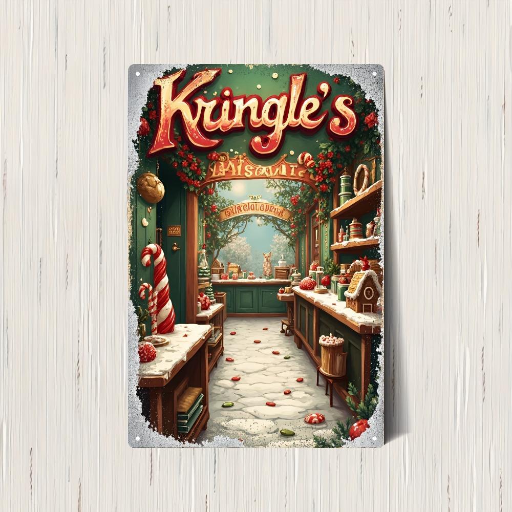 

Vintage Christmas Candy House Metal Wall Art 8x12 Inch Tin Sign with German Phrases Home Party Decor 20x30cm