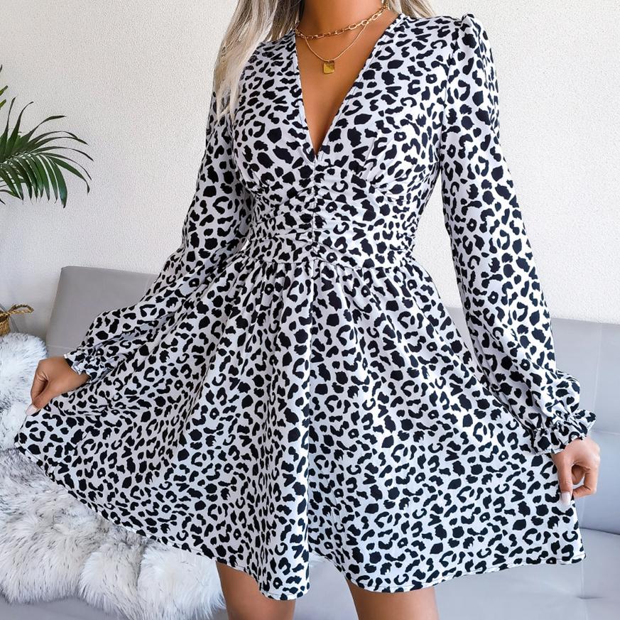 

Европейское и американское весенне-летнее сексуальное платье с леопардовым принтом, женская одежда