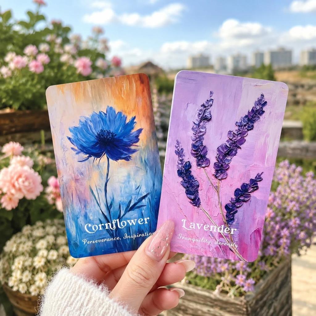 12*7cm Flower Wisdom Oracle Deck, Plant Spirit Oracle Cards for Beginners, Psychological Insight, Nature Oracle 56 Pcs Cards