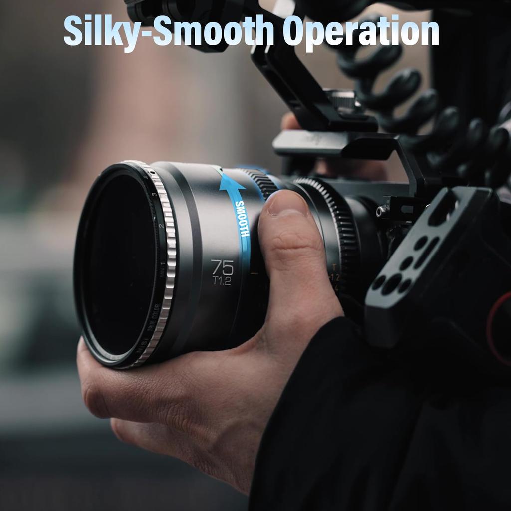 SIRUI Night Walker 75mm S35 Telephoto Cine Lens Large Aperture Manual Focus Lens Metal T1.2 (MS75X-G, X-Mount, Gray)