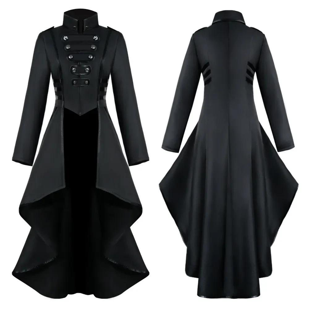 Women's Cos Costume Vintage Medieval Tailcoat Costume for Women with Irregular Hem and Retro Long Top for Halloween Cos