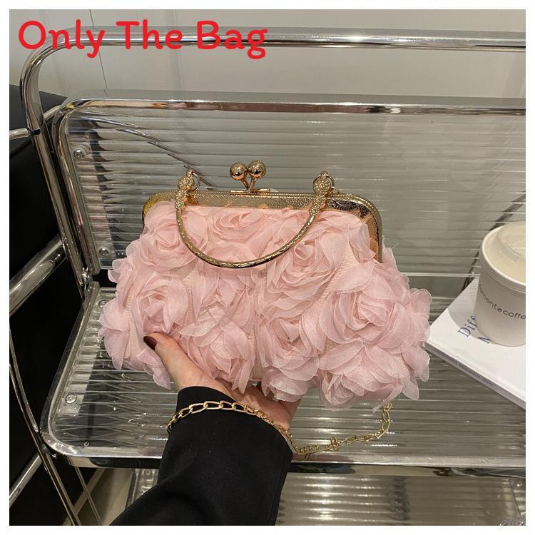 Pu Flower Clutch Handbag With Lock Closure For Evening Party And Daily Use