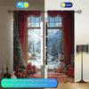 2pcs Christmas Snow Printed Curtain for Christmas Home Decor - Rod Pocket Window Treatment for Bedroom,Office,Kitchen