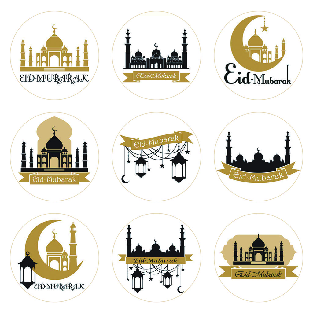 60-120pcs Eid Ramadan Kareem Decor Ramadan Mubarak Stickers Muslim Islamic Kareem Happy Aid Gifts Ramadan and Eid Decor for Home