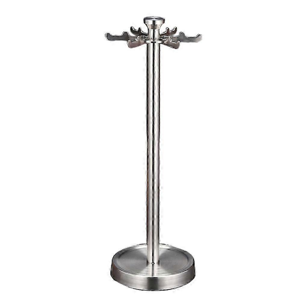 Porta Utensili da Cucina in Acciaio Inossidabile Organizer Carosello Rotante a 360 Gradi con 6 Ganci per Appendere Cucchiai