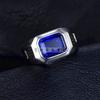 Blue Sapphire Emerald Cut Gemstone With 925 Sterling Silver Ring For Men's #20 JL375718167288