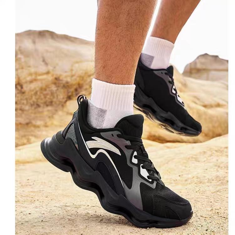 Anta Soft Column Non-Slip Wear-Resistant Low-Top Running Shoes Men sneaker Black White Gray 112315555-9