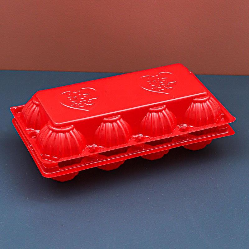 Красный одноразовый лоток для яиц Baby Full Moon - Прозрачная упаковочная коробка 8 красный 629₽