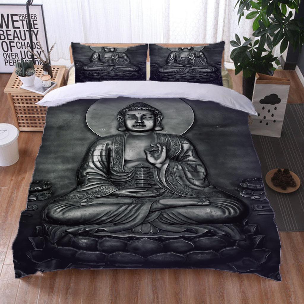 Duvet Cover King Queen Size 3D  Bedding Set Adults Women Buddha Statue Polyester Quilt Cover + 2 Pillowcase Fashion