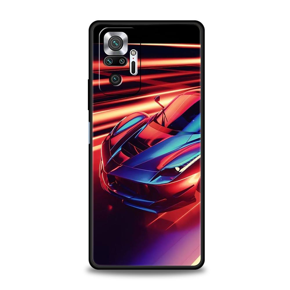 New Sports Car Shape Phone Case For Xiaomi Redmi Note 14 13 5G 10 11 12 Pro Plus 4G 14C 13C 12C 10C Black Cover
