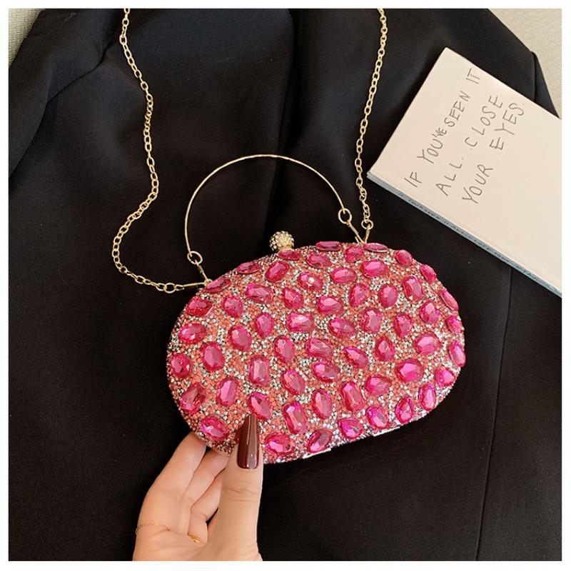 Nuevo bolso de cena incrustado de diamantes Bolso de mano de moda para banquetes para mujer Bolso pequeño para vestido Bolso bandolera de hombro totalmente de diamantes