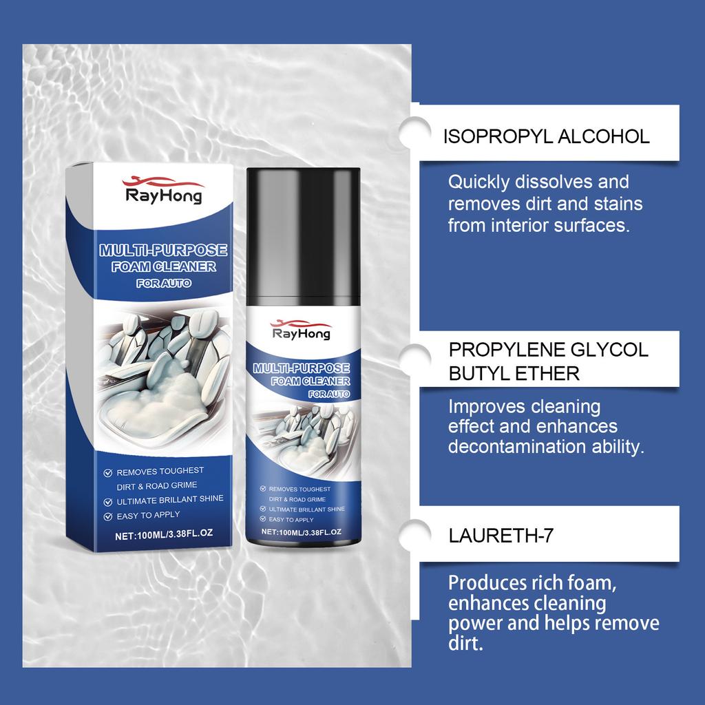 RAYHONG Multi-Purpose Automotive Interior Foam Cleaner Automotive Leather Fabric Plastic Interior Cleaner