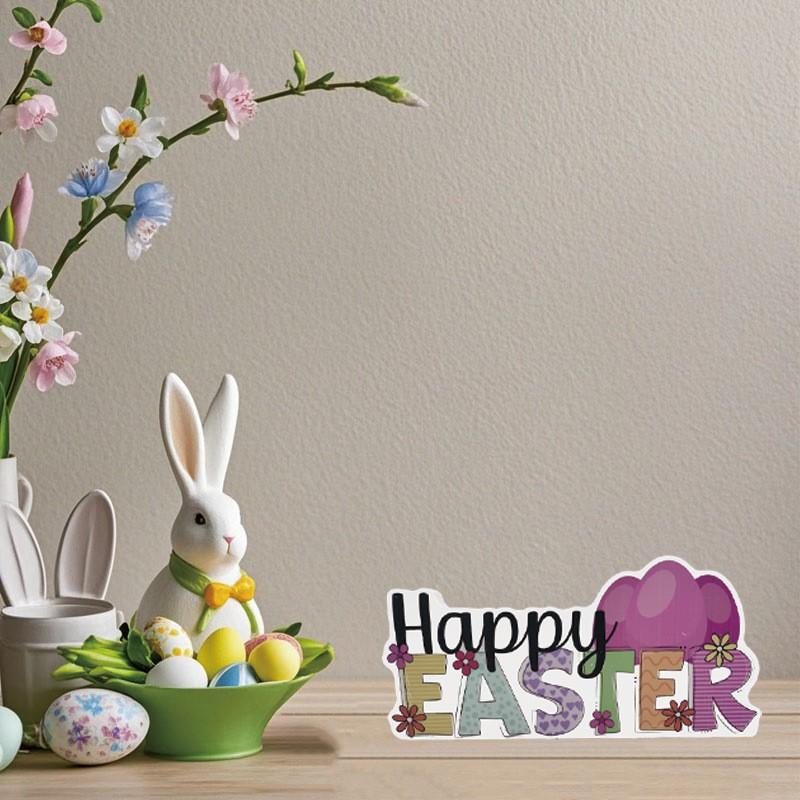 Happy Easter Ornament With English Flower Letters