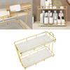 Badezimmer-Aufbewahrungsregal Gold Weiß 2 Etagen Make-up-Regal Humanisierte Struktur Anti-Rutsch-Arbeitsplatte