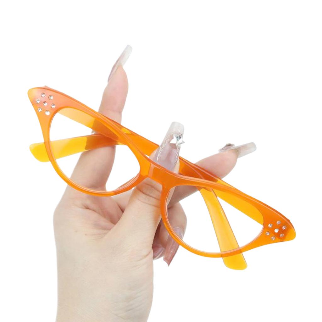 Vintage Glasses for Adult and Kids with Rhinestones Unisex Nerd Styles Clear Lens Glasses for Cosplay Costume Party