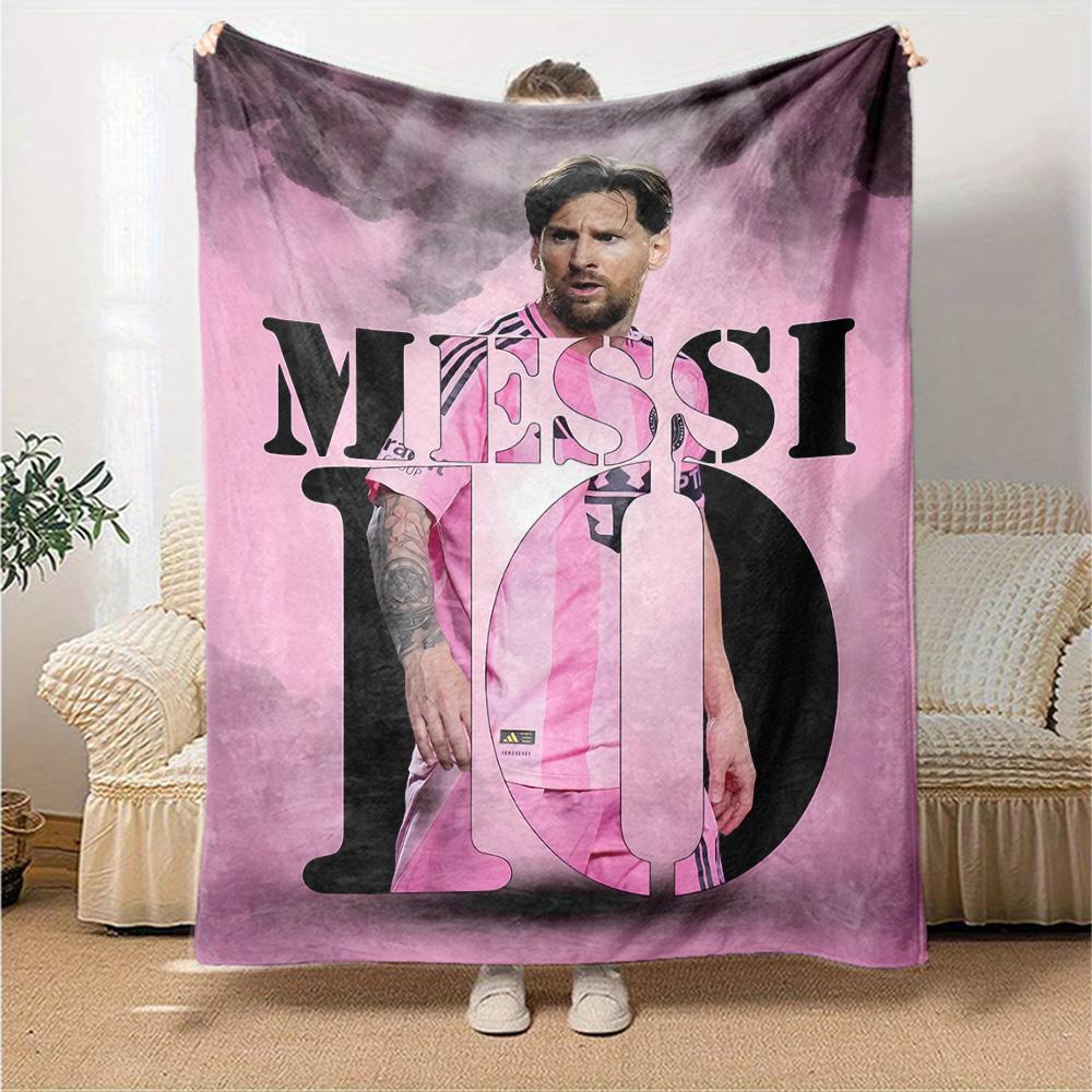 Leo Messi's Iconic Jersey Blanket Warmthful Decor Suitable for Bed Picnics Seaside Four Seasons Universal Stylish Decor Birthday Christmas Gift Blanke