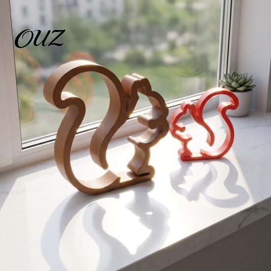 Modern Desktop Decorations for Living Room 3D Printed Squirrel Figurine, Minimalist Statue, Hollow Animal Ornament Cute Ornaments Office and