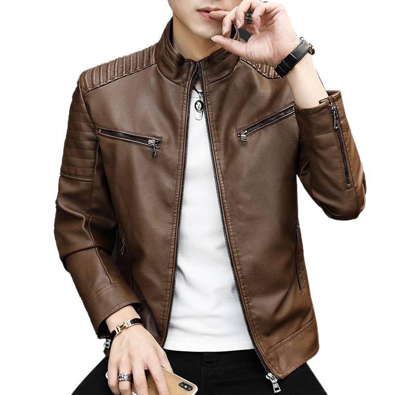 Men's Slim Fit PU Leather Jacket - Spring & Autumn Fashion Trend