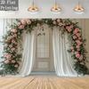 2D Elegant Pink Flower Curtain Backdrop for Birthday & Event Decoration