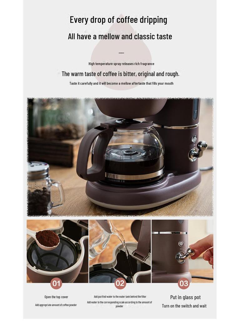 Bear American Vollautomatische Kaffee- und Teemaschine für Zuhause oder das Büro