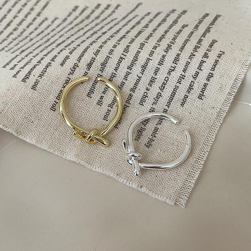 Design Sense Knotted Metal Opening Ring Female Simple Niche Personality Light Luxury Elegant Fashion Versatile Ring Ring