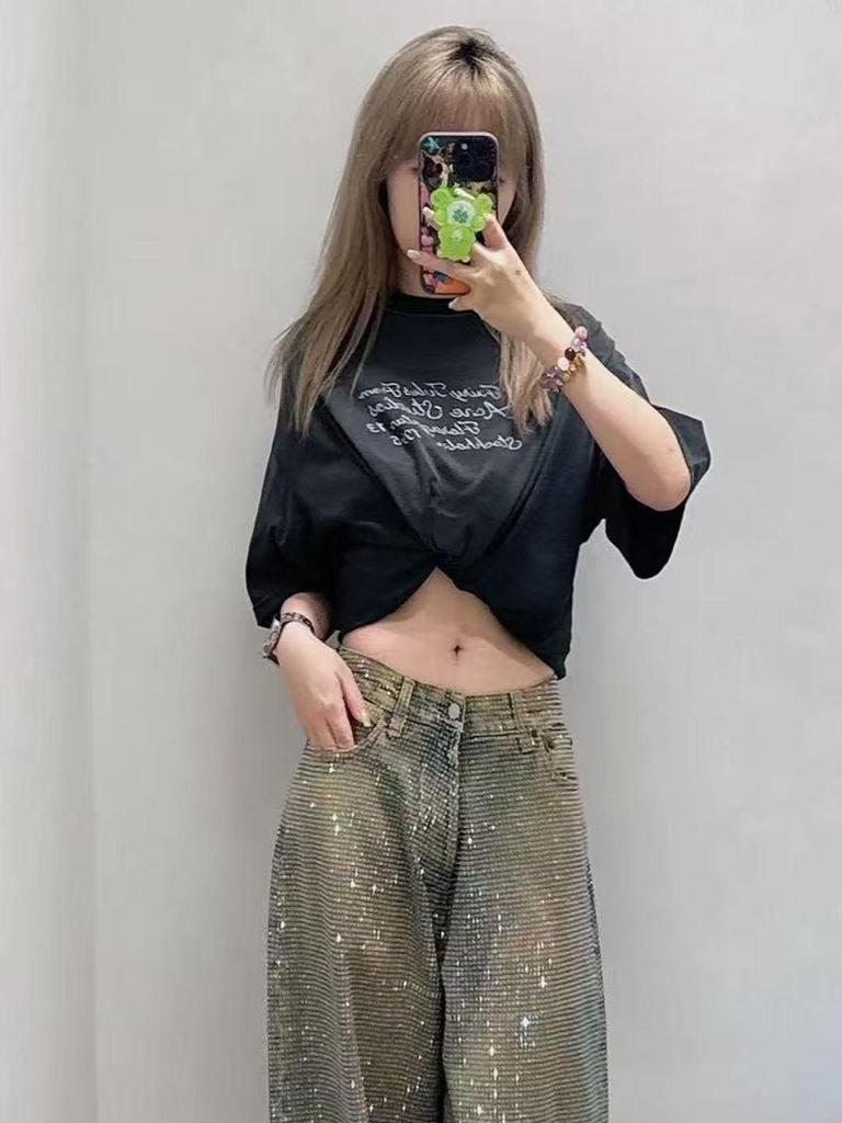 AC1996 Retro Distressed Letter Print Unisex Loose-Fit T-Shirt