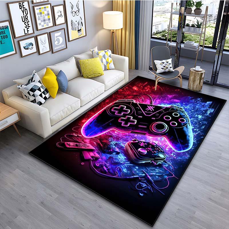 Modern Colorful Gaming Themed Print Rug for Living Room Bedroom Bedside Bathroom Floor Mat Home Area Rug Carpets Room Decor Gift