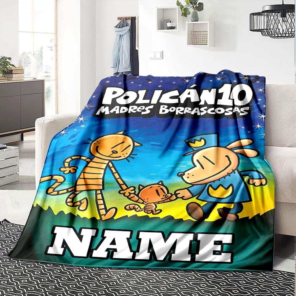 Customizable DogMan1 Throw Blanket – Personalized Name, All-Season Cozy Snug Blanket, Machine Washable, Personalized Blanket