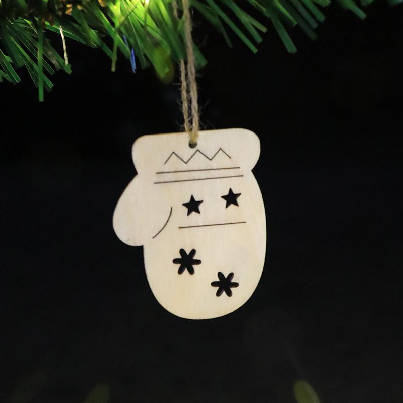 10pcs unfinished wooden Christmas ornaments suitable for holiday home decor and creative projects for boys and girls