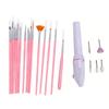 Electric Manicure Nail Drill Battery Powered File Grinder with 5 Drill Bits 15pcs Nail Art Brushes Set for DIY