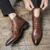 Fashion Brand Men Boots Spring Autumn Casual Elegant Leather Boots Dress Business Side Zipper Chelsea Pointed Ankle Boots Men Large Size