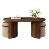 Set Tavolini con 2 Sgabelli, Tavolino Ovale, MDF, Sgabello Imbottito, Rotondo, Tavolino da Divano Moderno Tavolino Laterale Tavolino da Salotto