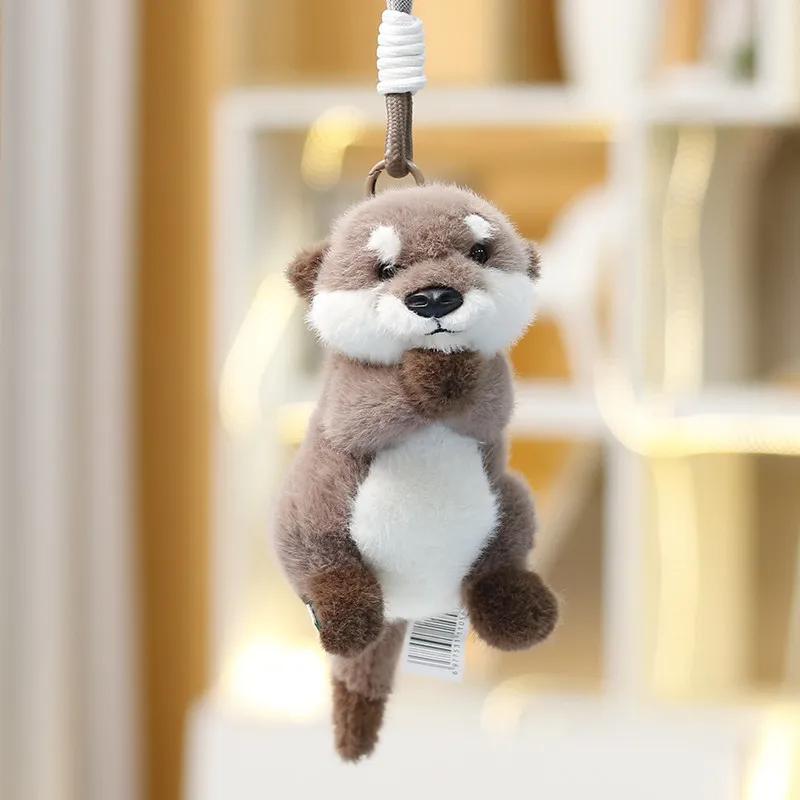 Süßer Otter Plüsch Anhänger Für Rucksack Niedlicher Stoff Seeotter Flussotter Tasche Anhänger Schlüsselanhänger Weiches Flauschiges Tier Plüschtier Mädchen Geschenk 15cm white